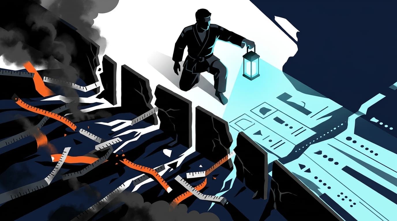 A JobsJudo-style illustration of a candidate using evidence to inspect hidden salary signals.