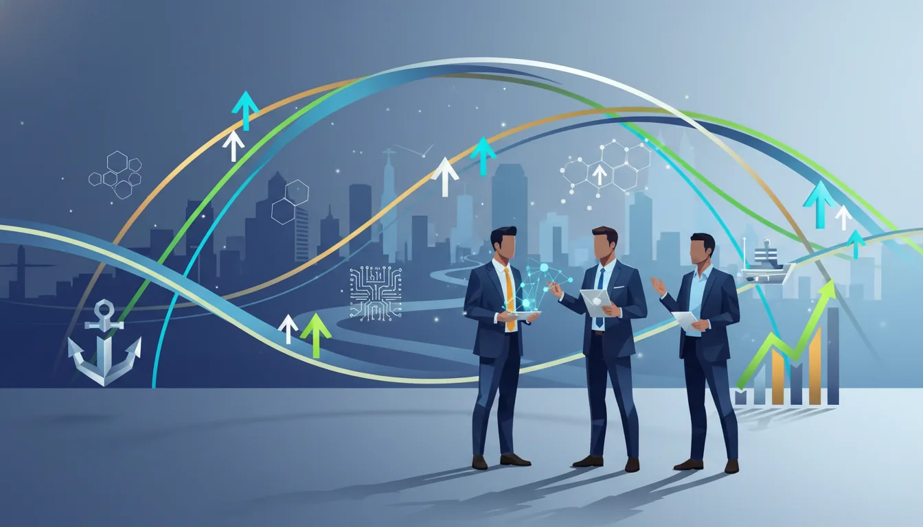 Editorial illustration of the Duval job market with local industry and data motifs