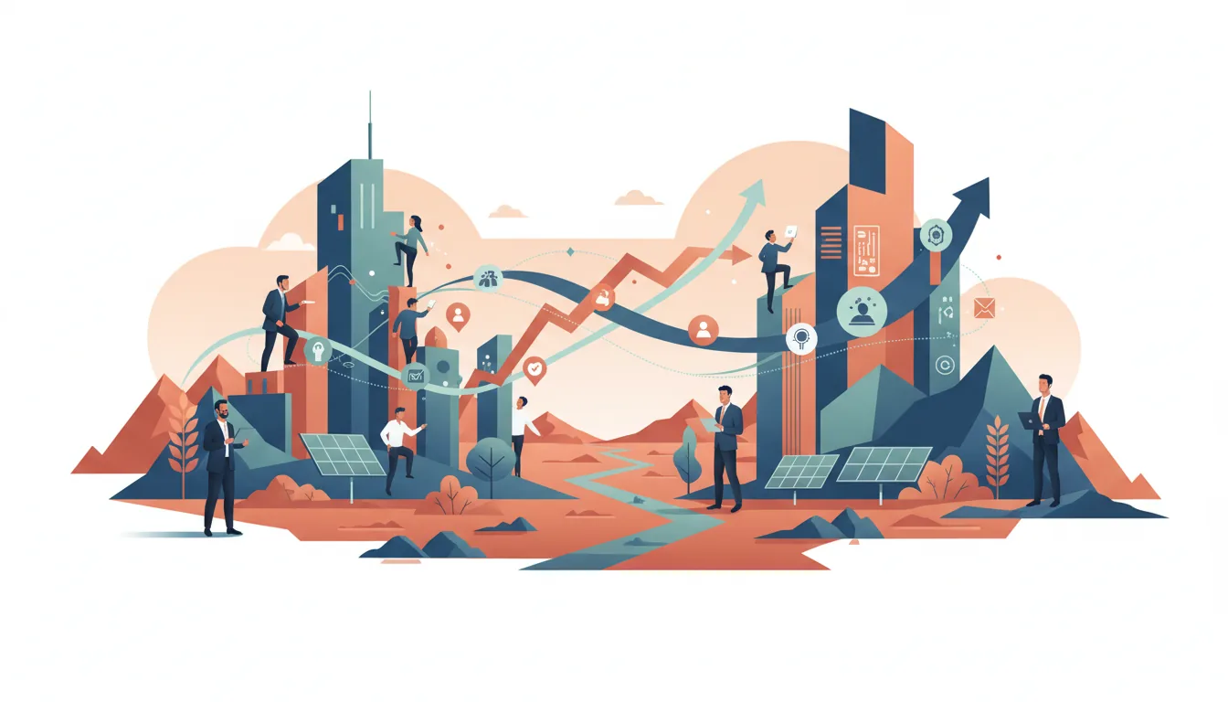 Editorial illustration of the Maricopa job market with local industry and data motifs