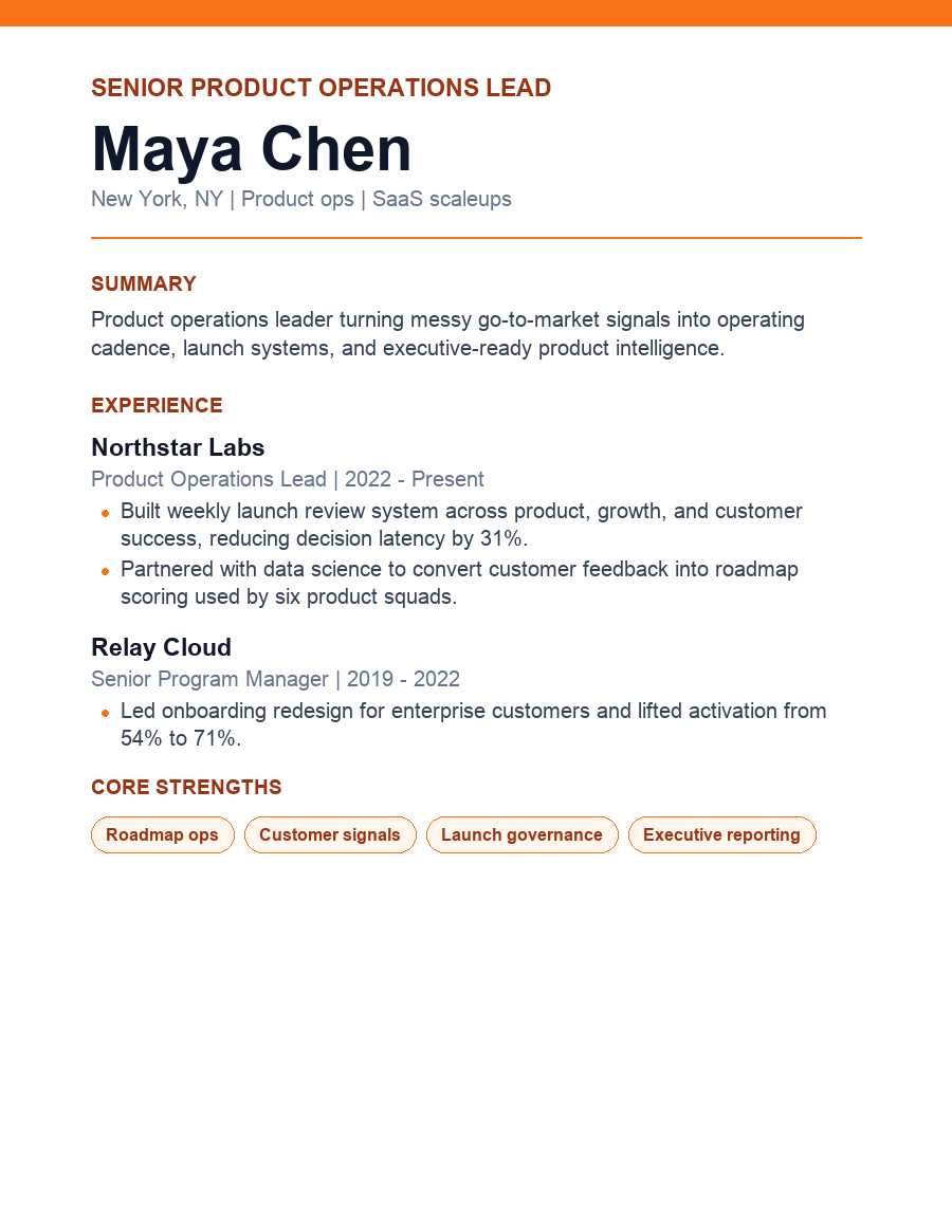 Classic resume template preview for Maya Chen